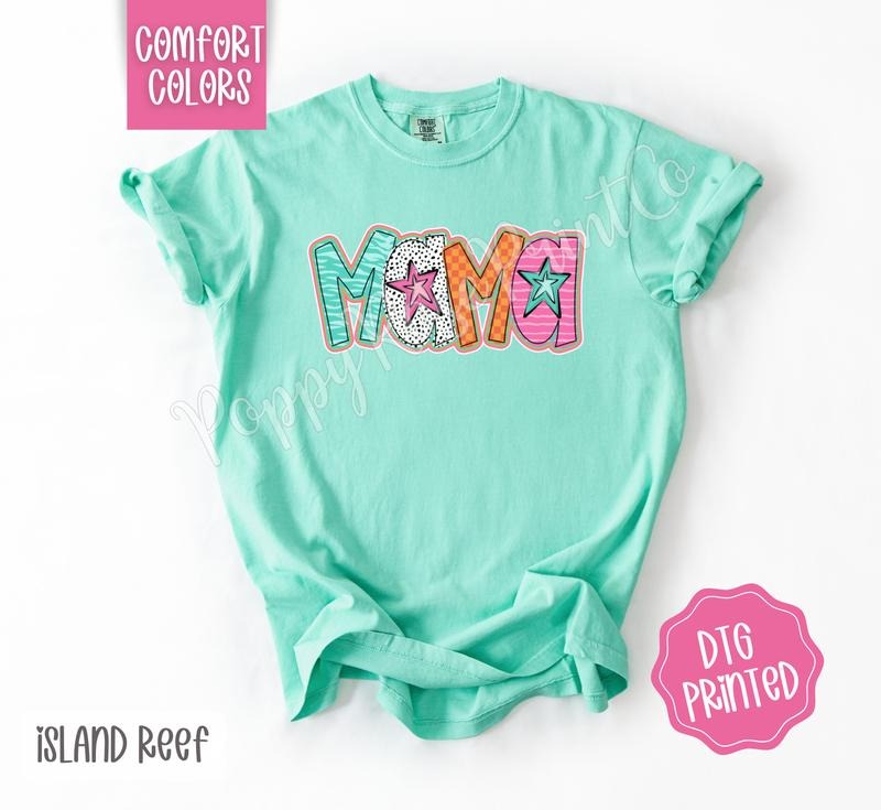 Preppy Mama Doodle Comfort Colors Shirt, Cute Women's Tshirt, Trendy Polka Dot Tee, Gift for Her