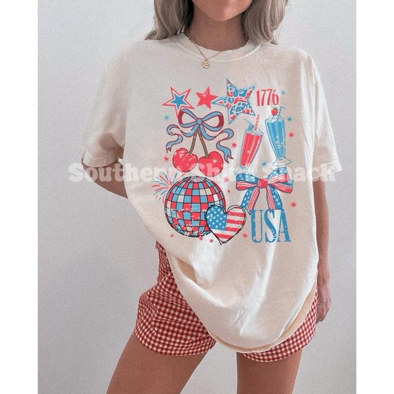 Preppy USA collage 1776 t shirt | Ivory comfort colors t shirt | 4th of July T shirt
