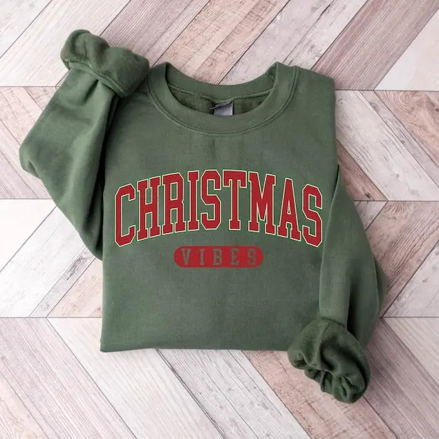 Retro Christmas Vibes Sweatshirt, Womens Christmas Sweatshirt, Holiday Sweater, Cute Christmas Sweatshirt, Christmas Gift, Winter T-shirt, sweater and Hoodie
