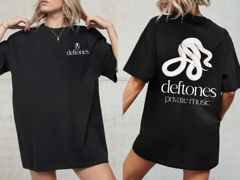 Retro Limited Vintage Deftones T-Shirt, Private Music Snake Unisex Oversized Cotton Wash Tee, Gothic Emo Punk Heavy Metal Y2K Clothes Rock Band Tshirt 0