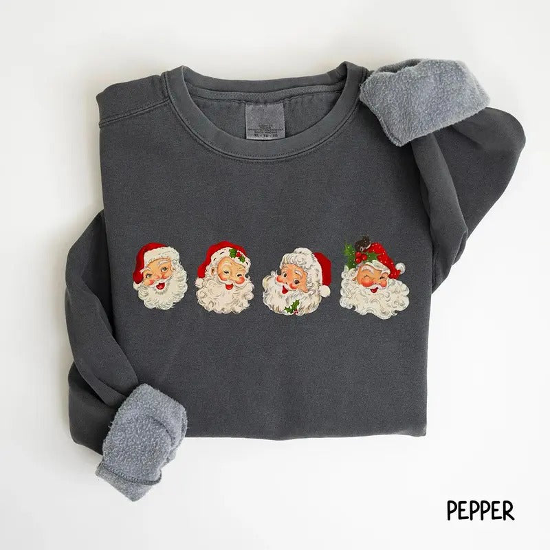 Retro Santa Sweatshirt, Santa Christmas Shirt, Vintage Santa Sweater, Santa Merry Christmas Shirt, Vintage Santa Claus Sweatshirt, Classic Holiday Clothing Women, Christmas Sweatshirt for Woman