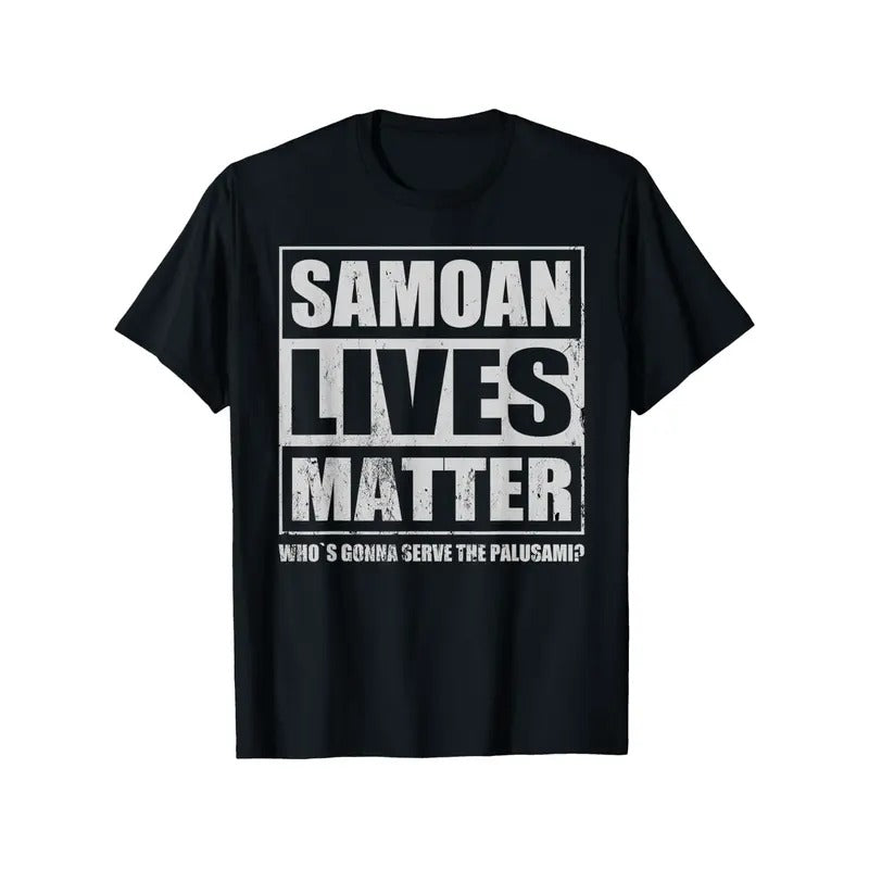 Samoan Cuisine Enthusiast T-Shirt, 100% Cotton, Casual Crew Neck Tee, Regular Fit, Short Sleeve, Slight Stretch, with Samoan Food Print, for All-Season, Weekend Casual, Gift for Foodies Made in USA