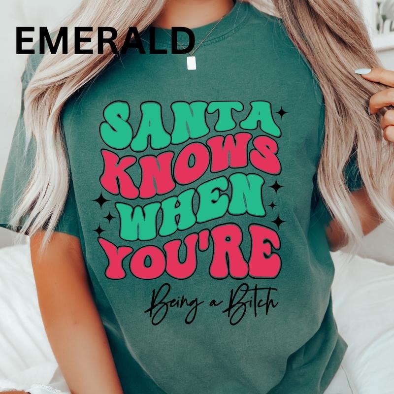 Santa KNows When You're Being a B Shirt~ Unisex Apparel Relaxed Fit Printed In The USA Clothing Womenswear Casual Comfort Cotton Top Athletic Boho Chic