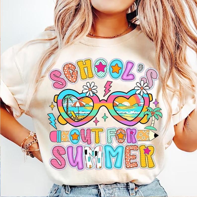 School's Out for Summer Last Day Teacher Appreciation Kids Summer Break Preppy Shirt T-Shirt