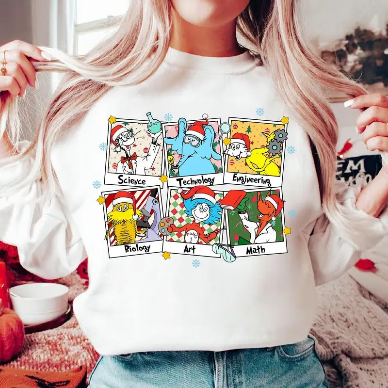 Science Christmas Teacher Shirt Book Lover Shirt Read Across America Shirt Merry Christmas Shirt Teacher Xmas School Holiday Shirt