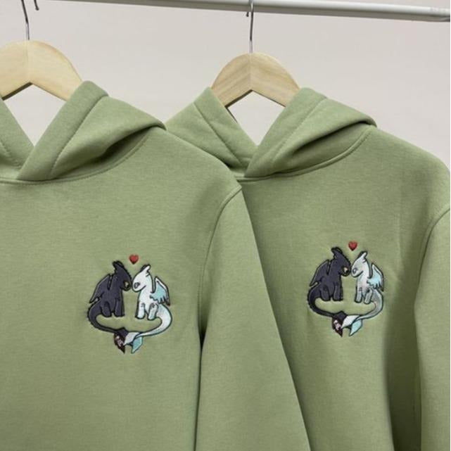 T00thless and Light Fury Embroidered Sweatshirt, Couple Matching Embroidered Shirt, Couple Shirt