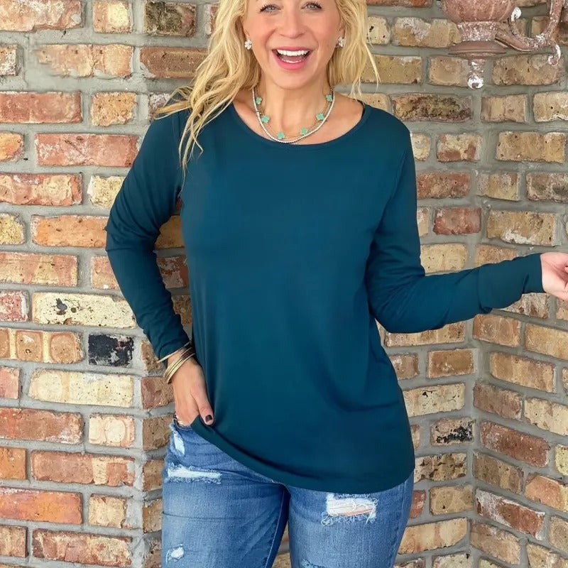Teal Swoop Top