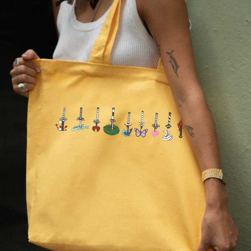 Tote bag Swords of Hashira Demon Slayer on, Demon Slayer canvas Tote bag, Anime lover gift, Summer tote bag, Daily bag,