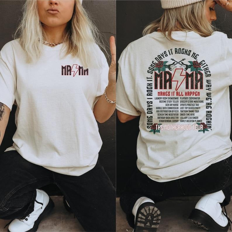 Trendy Mama Rock Shirt, Mama Tour Shirt, Funny Motherhood Shirt, Mothers Day Gift, Cool Trendy Mom Gifts, Badass Mama T-Shirt