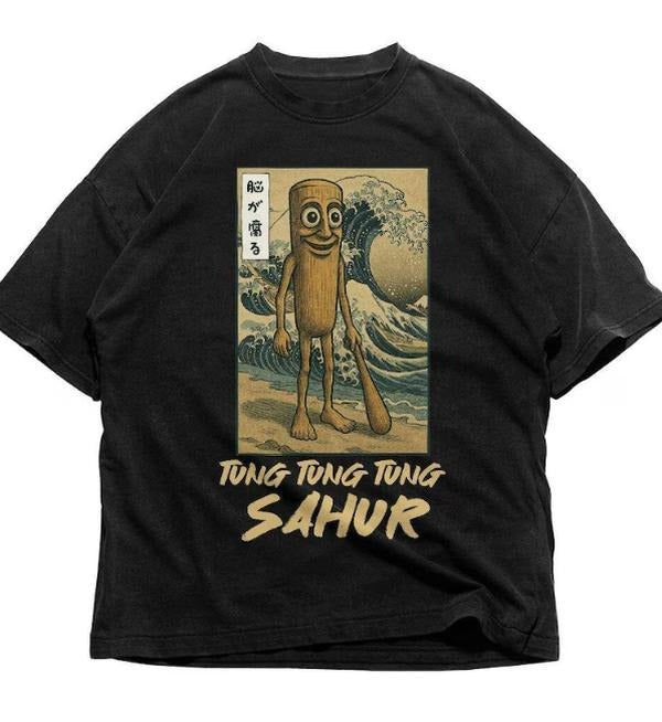 Tung Tung Tung Sahur Brainrot Shirt , Funny Baseball Bat Meme T-Shirt , Ukiyo-e Japanese Style Ramadan Tee