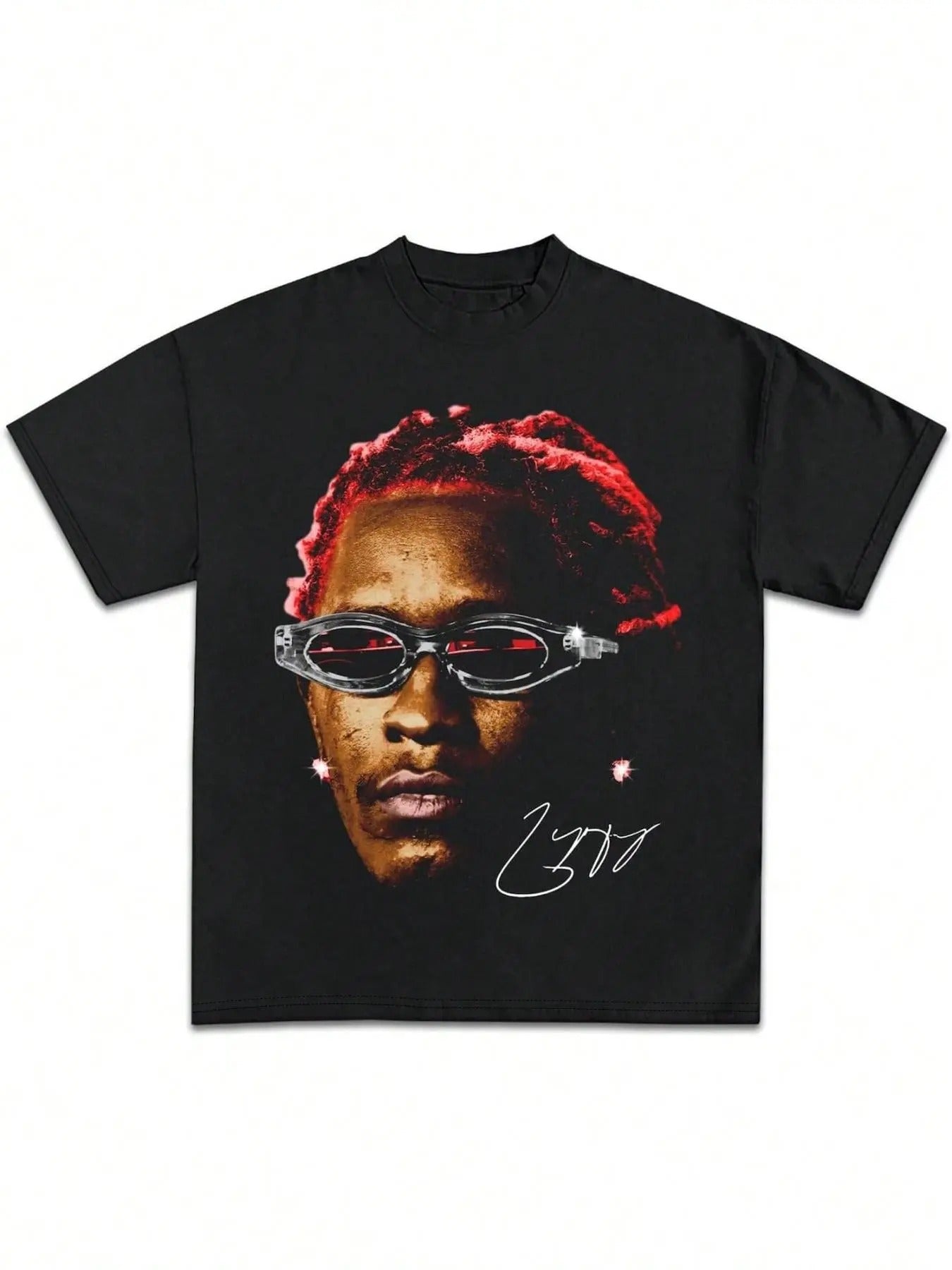 Unisex's Rapper Graphic Print Round Neck Tee, Fashion Casual Short Sleeve T-shirt for Daily Wear, Unisex Top for All Seasons