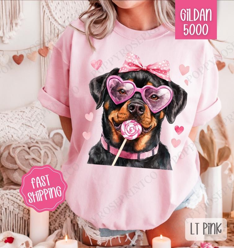 Valentine Rottweiler Shirt Gildan, Valentine's Day Women's Tee, Cute Women's Tshirt Plus Sizes