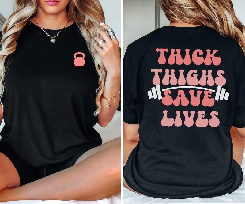 Victoria Maxwell, Thick Thighs Save Lives Funny Gym Shirt Women Pump Cover Oversized Workout Shirt Gym Lover Gift Fitness Gift For Her Cute Pump Cover Tee