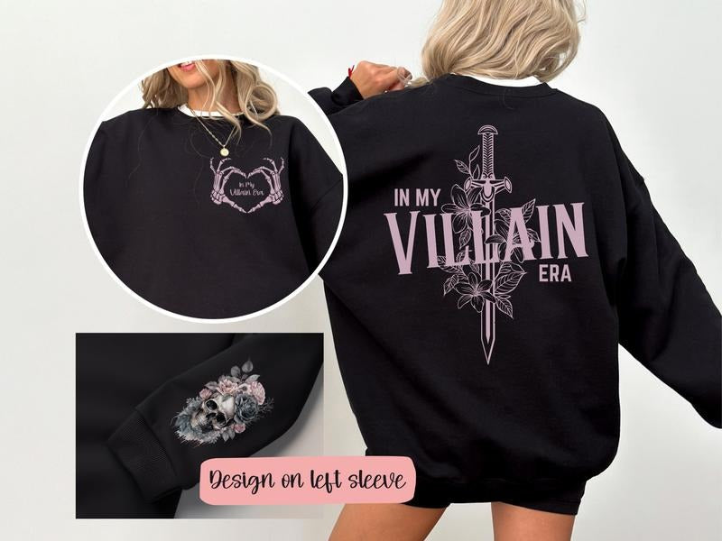 Villain Era Sweatshirt, Dark Academia Hoodie, Dark Romance Sweatshirt, Morally Grey Shirt, Bookish Unisex Soft Comfort Crewneck Pullover Long Sleeves Graphic Fabric Sweater
