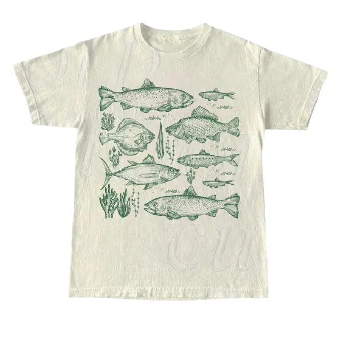 Vintage Fish Tattoo Style T-Shirt, Retro Fisher Shirt, Fish Shirt For Men, Bass T Shirt, Fisher Tee, Bass Lovers, Fisher Gifts, Ocean Shirt Crewneck