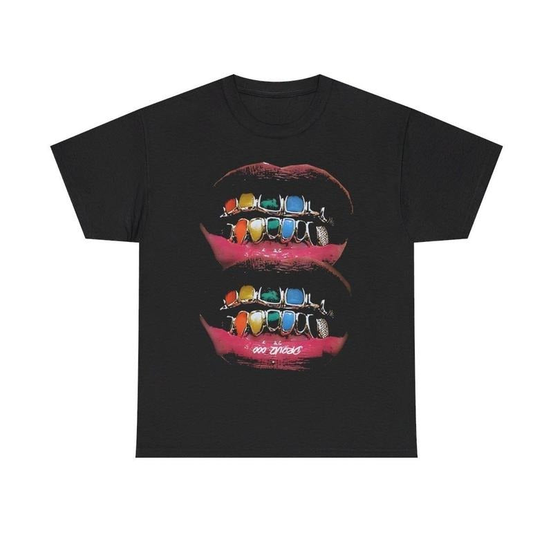 Vintage Iced Out Twin Grill Y2k 90s HipHop Vibes Heavy Cotton Graphic TShirt HipHop Rap Tee Casual Menswear Retro Top Streetwear Classic Comfy Day