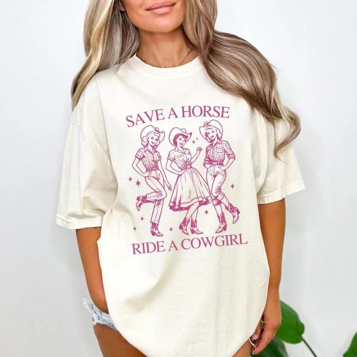 Vintage Lesbian Shirt, Save A Horse Ride A Cowgirl Shirt, Funny Lesbian Tee