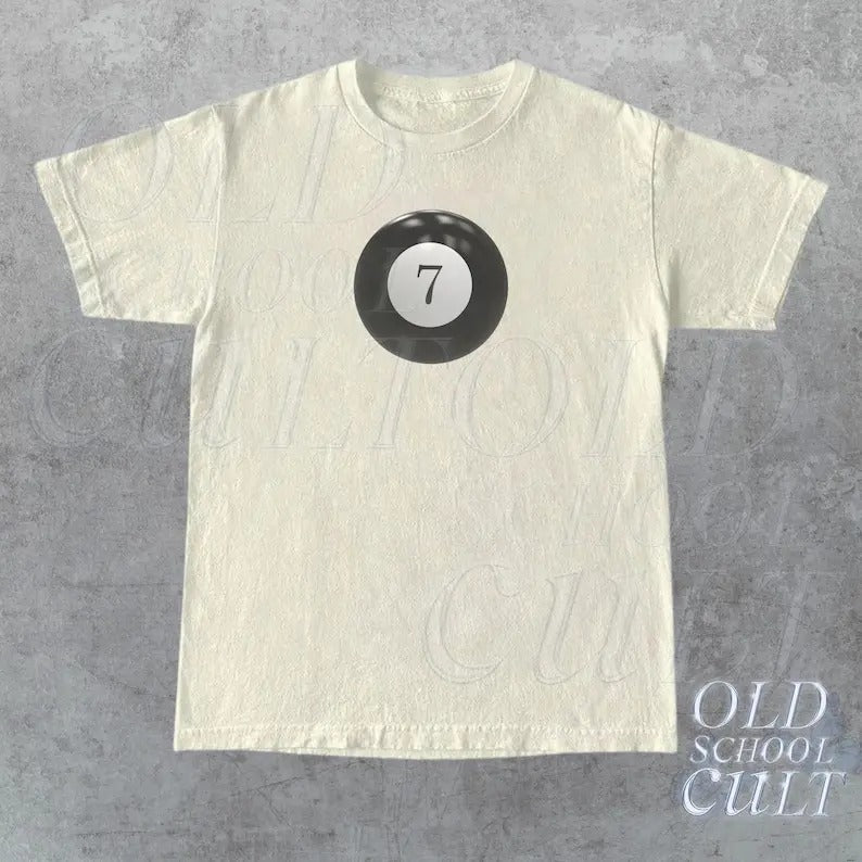 Vintage Style 7 Ball 90s Graphic T-Shirt, Retro Billard Oversized Shirt, Y2k Lucky Tee, Trendy Unisex Tee, Cool 80s Billard Gift,Y2k Clothes