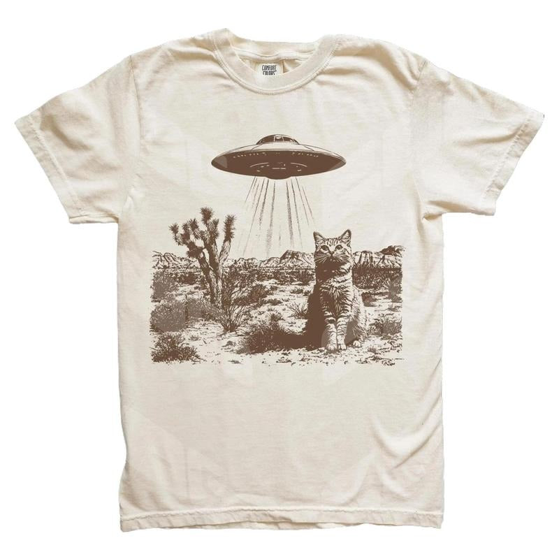 Vintage UFO Cowboy Cat Shirt, Retro T-Shirt, Retro 90s Western TShirt, Rodeo Shirt, Wild West Kitten Shirt, Funny Gag Gift Tee, Meme Shirt