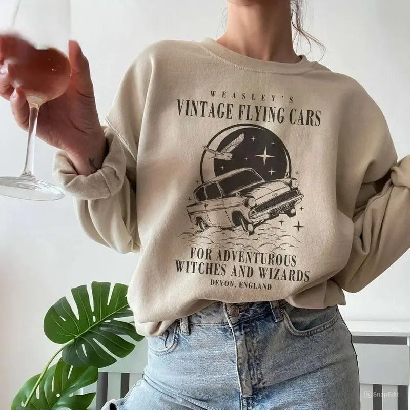 Weasleys Vintage Flying Cars For Adventurous Witches And Wizards Sweatshirt
