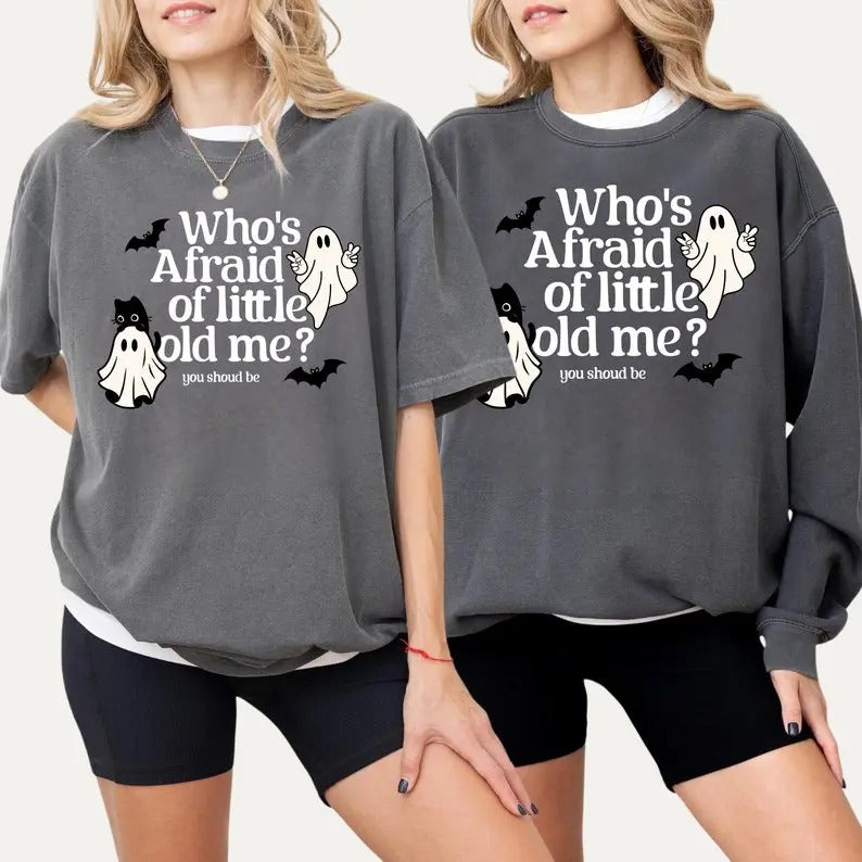 Who's Afraid Of Little Old Me Shirt, TI Halloween Ghost Shirt, Halloween Eras tshirt, Fall Tshirt Cute Ghost Tee Gift, Concert Tee T-shirt Cotton Crewneck Shortsleeve Basic