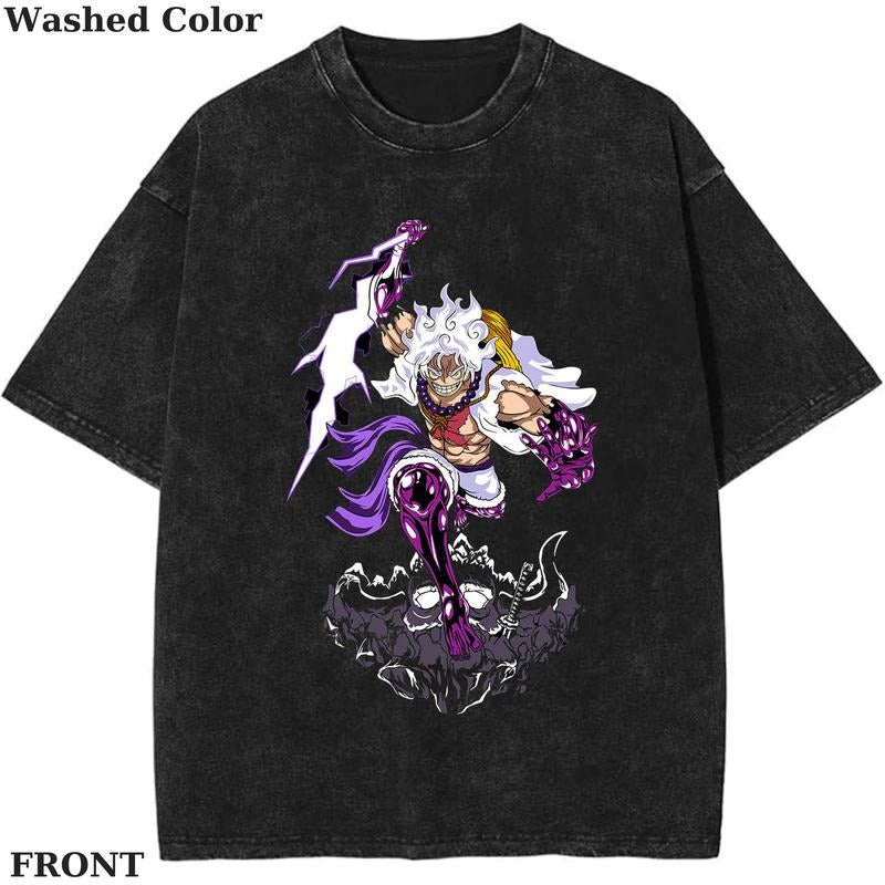 Wibu One Piece Monkey D. Vintage Graphic Tee, Anime One Piece Shirt, vintage clothing, Womenswear Cotton Top Streetwear Shortsleeve Gamis