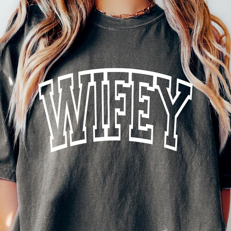 Wifey Shirt, Wife Shirt, Just Married Shirt, In My Wifey Era Shirt, Custom Wifey Shirt, Trendy Comfort Colors Pocket Shirt, Wedding Gifts, Bride Gifts, Bachelorette Shirt, Wife T-shirts Cotton Fabricstyle{n002}2