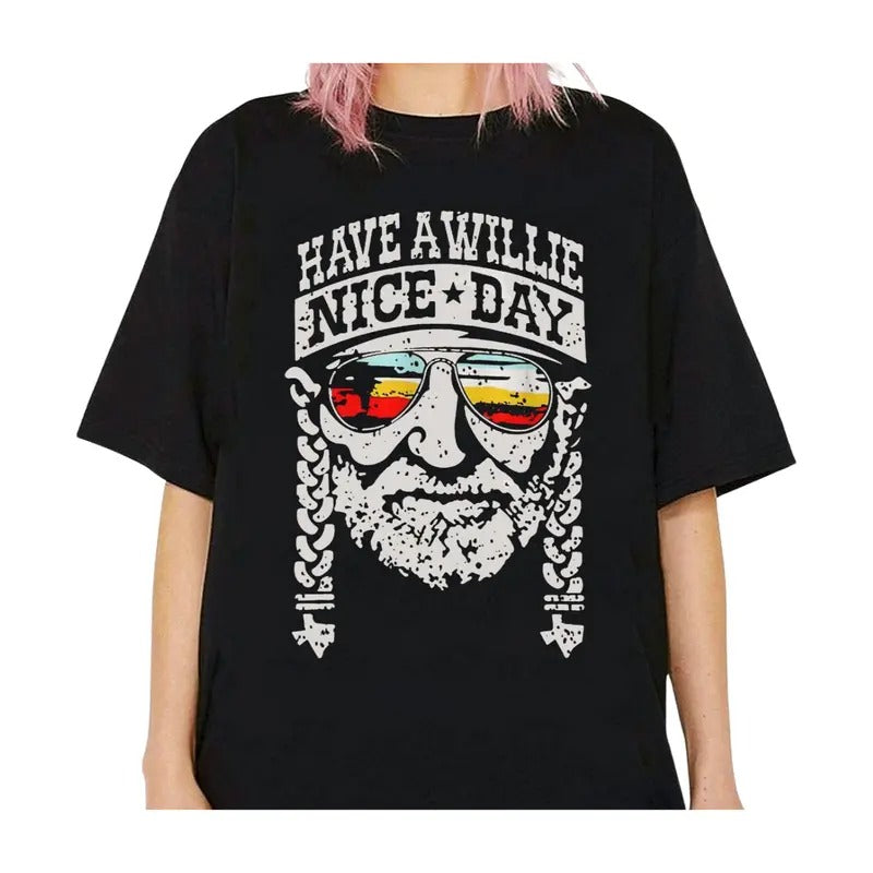 Willie Nelson Country Music Have a Willie Nice Day T Shirt Gift for fans