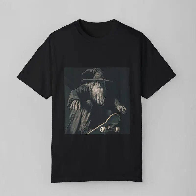 Wizard Dropping in Skateboarding Shirt, Funny VintageT-Shirt Menswear Top