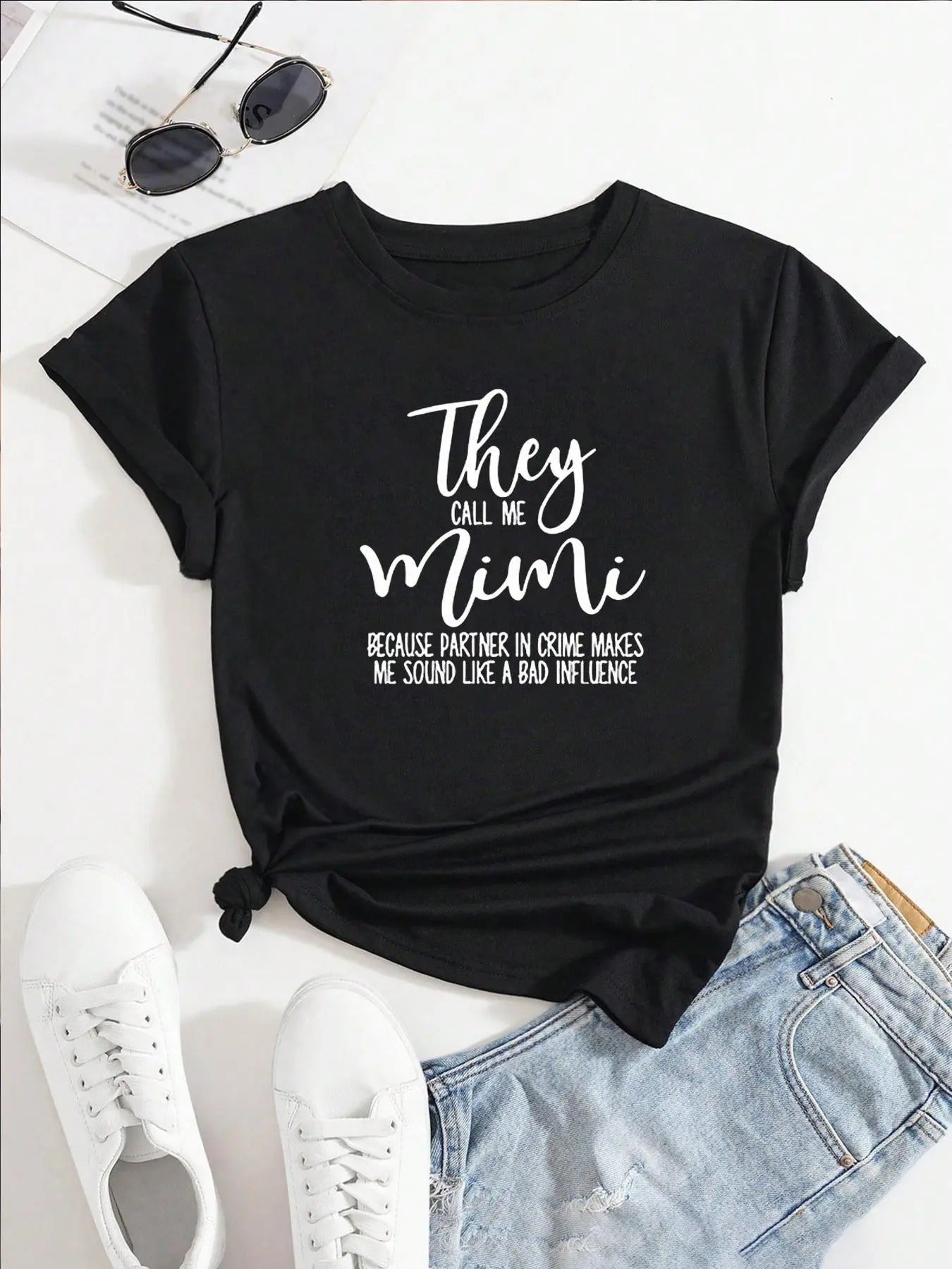 Women's Letter Print Round Neck Tee, Trendy Casual Short Sleeve T-shirt for Daily Wear, Ladies Outfitstyle{n002}2