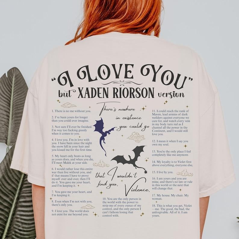 Xaden Quote Shirt Booktok Romantasy Quotes Tshirt Dragon Booklover Fandom Merch Romance Fantasy Dragons T-shirt Dark Academia Bookish Tee
