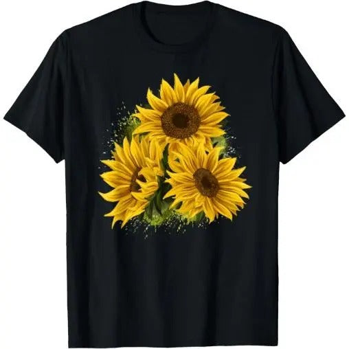Yellow Sunflower Floral Watercolor Positivity T-Shirt Made in USA