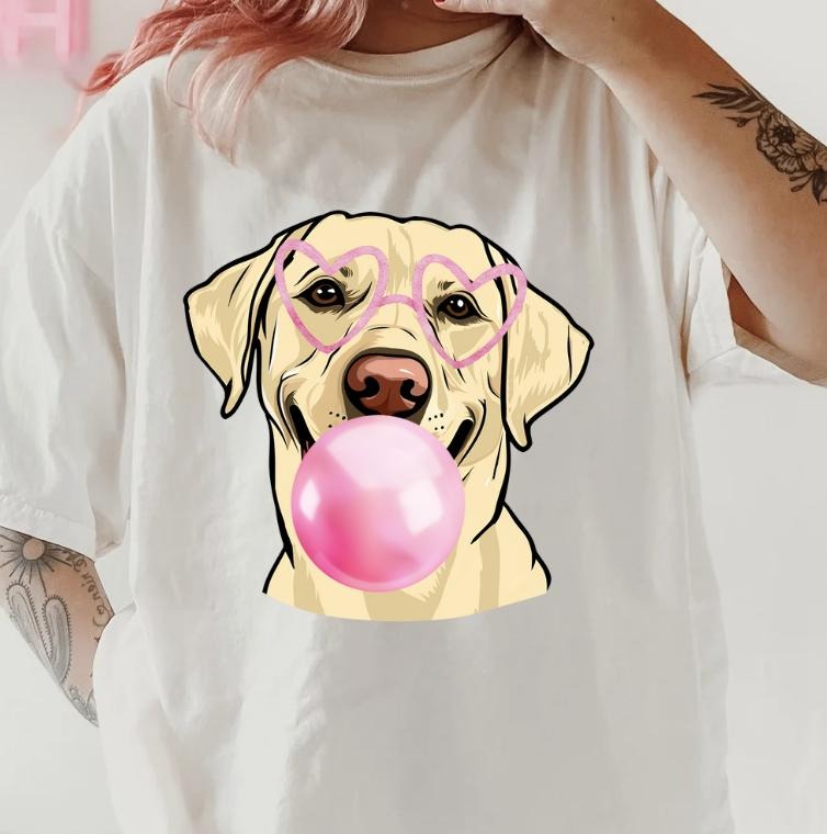 bubblegum Yellow Lab Shirt ~ Unisex Apparel Relaxed Fit Printed In The USA Clothing Womenswear Casual Comfort Cotton Top Athletic Boho Chic