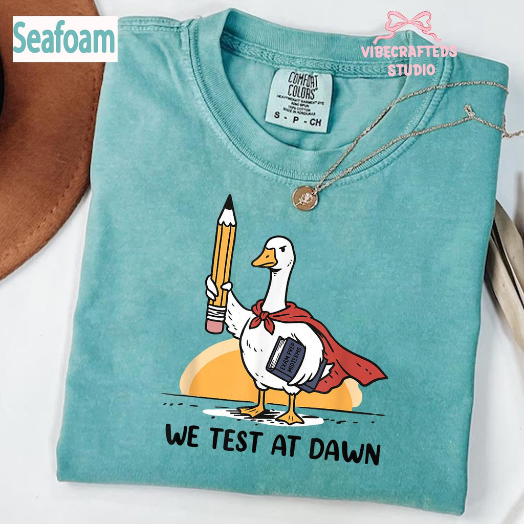 Test Dawn Teacher Goose Comfort Colors Test Day Teacher Teacher Humor Exam Day Goodbye School Tee (1)