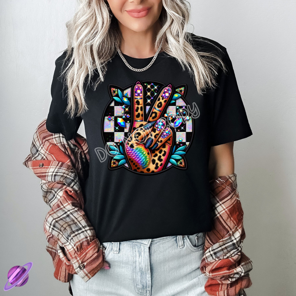 EMBROID CHECKERED PEACE TEE Hoodie, Sweatshirt | CoreVibeTees.com (Image 1)
