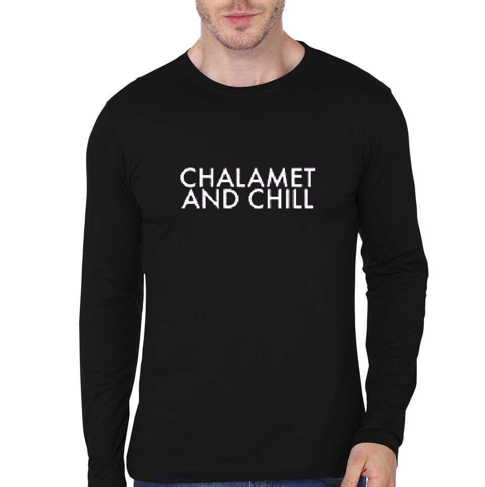 Chalamet And Chill Black Full Sleeve T-Shirt Hoodie, Sweatshirt | CoreVibeTees.com