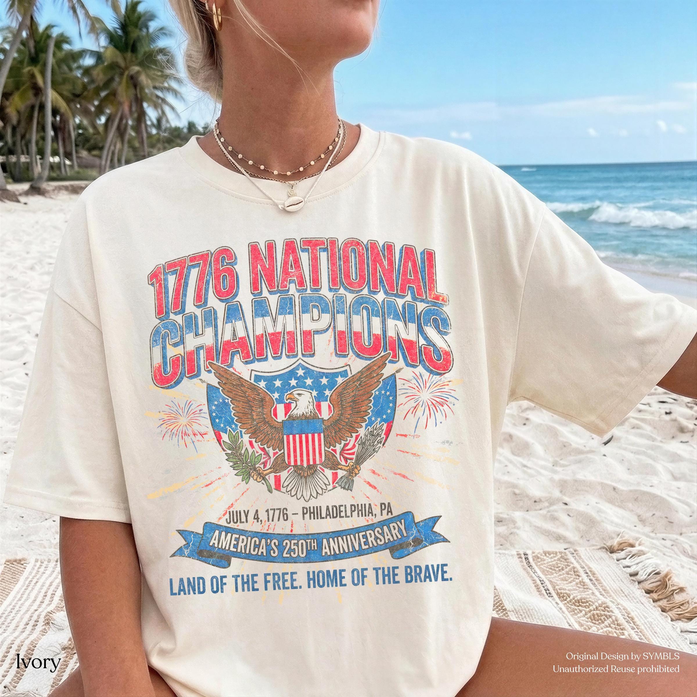 July 4th 1776 National Champions America 250th Anniversary Oversized Tee Distressed Vintage (2)