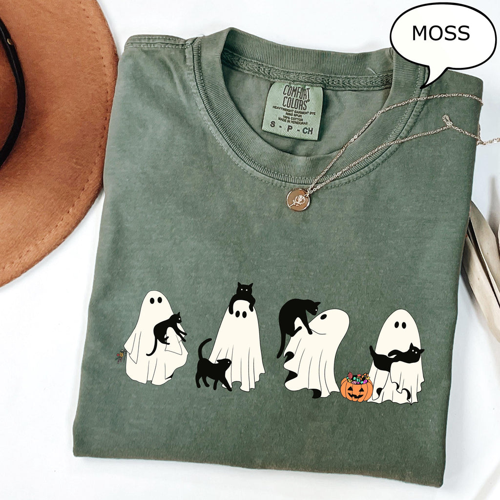 Comfort Colors Ghost Cat Halloween Ghos Halloween Ca Cat Lower Halloween Spooky Season Ca (2)