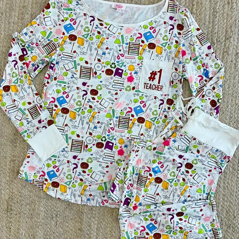#1 Teacher Pajama Set