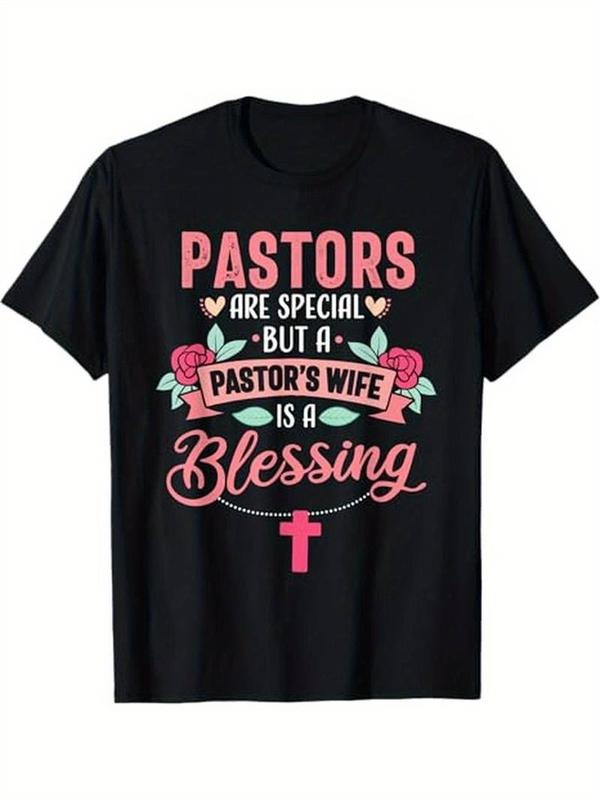 [100% Cotton] [Funny Pastor Wife T-Shirt] 100% Cotton Funny Pastor Wife Special Christian Church Appreciation T-Shirt