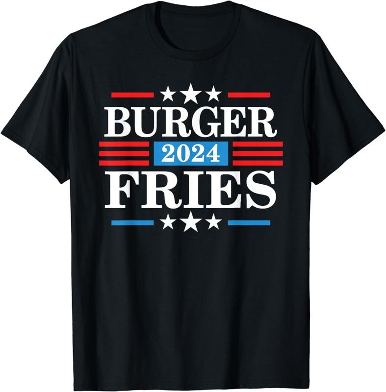 [100% Cotton] Burger Fries 2024 - Funny Presidency Election T-Shirt