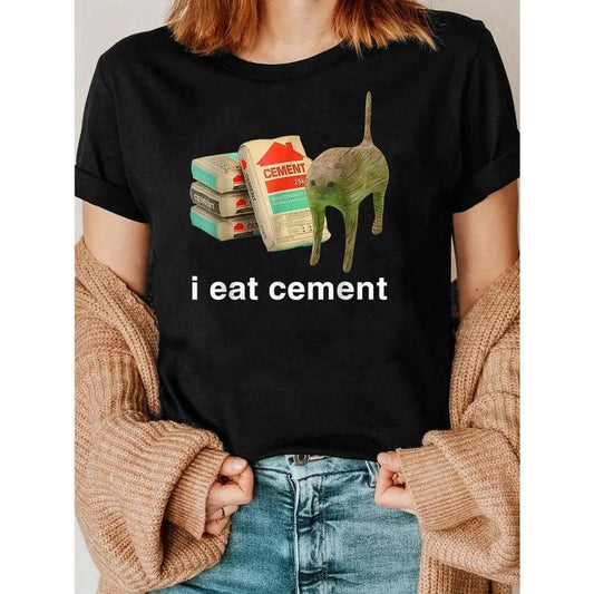 [100% Cotton] Cat Book Directed, I Eat Cement Cursed Cat Funny Weird Specific Shady Memes T-Shirts