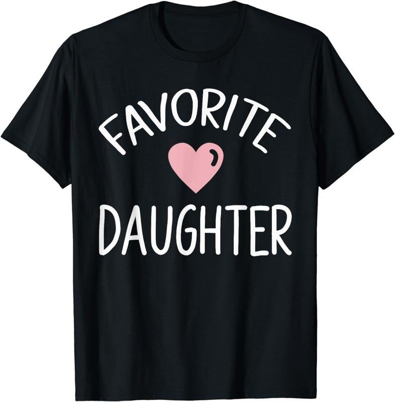 [100% Cotton] Favorite Daughter TShirt Vintage Heart Dad To Daughter Gift T-Shirt