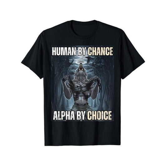[100% Cotton] Funny Alpha Wolf Meme Graphic T-Shirt - Cool Humor Tee for Men and Women