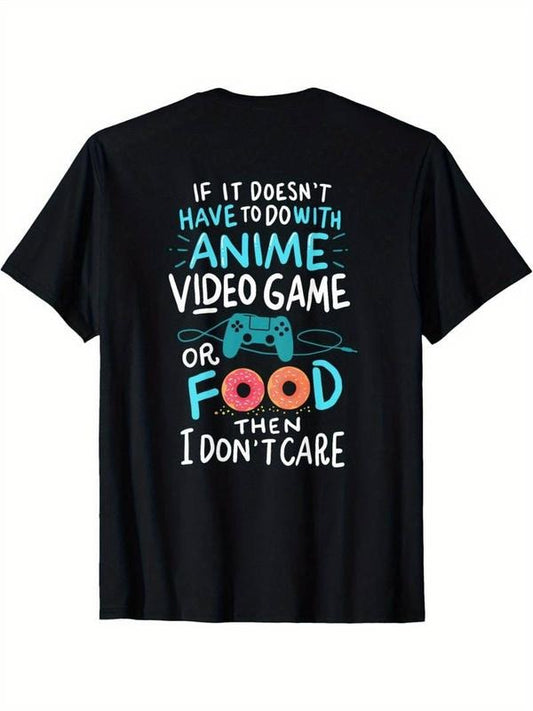 [100% Cotton] Funny Anime & Gaming Tee - Black Men's Humorous Graphic T-Shirt