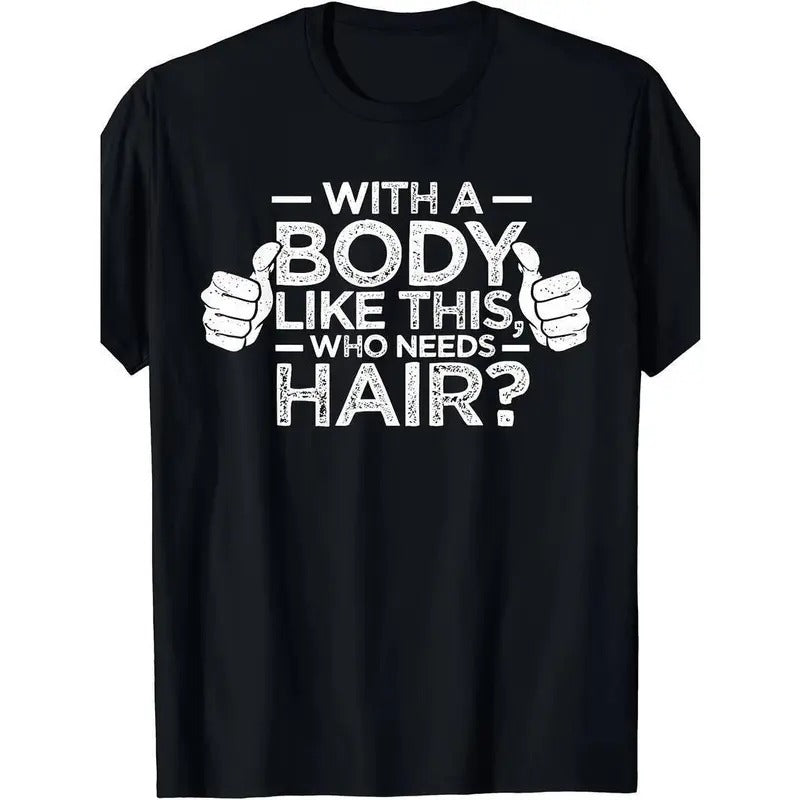 [100% Cotton] Funny Bald Men Graphic Tee - Humorous Dad Gift T-Shirt for Bald Guys