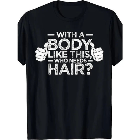[100% Cotton] Funny Bald Men Graphic Tee - Humorous Dad Gift T-Shirt for Bald Guys