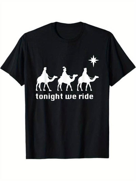 [100% Cotton] Funny Christmas Tonight We Ride Christmas T-Shirt, 100% Cotton
