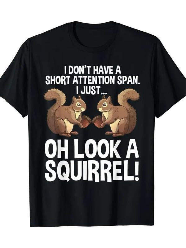 [100% Cotton] Funny Squirrel Design Tee for Men and Women Chipmunk Pet Lovers Humorous Graphic Print