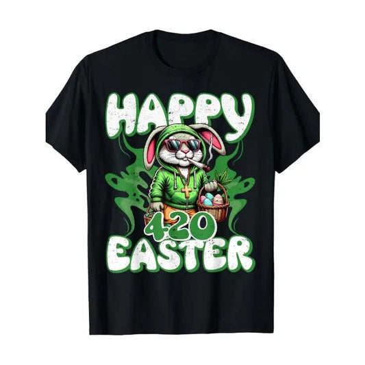 [100% Cotton] Happy 420 Easter Funny Smoking Easter Bunny Men Women T-Shirt